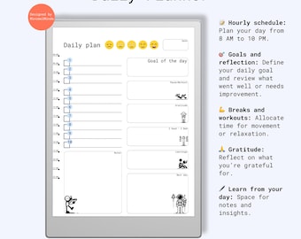 Daily Planner Template - Minimalist PDF Planner for Productivity and Goals