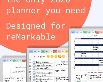 ReMarkable Paper Pro Planner 2026 | Färg och länkad | Digital kalender, dags- och veckoplanerare | Produktivitets- och affärs-PDF