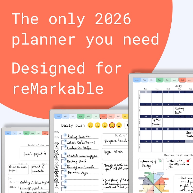 Remarkable Paper Pro Planner 2026 | Color Optimized | Daily Weekly ...