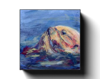 Munchin Sea Otter Painting Canvas Print With Black Edge