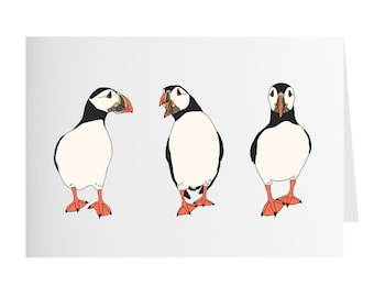 Cute Atlantic Puffin Greeting Card - Single Or Set - Blank Inside