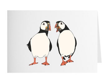 Atlantic Puffin Chattering Greeting Card - Single Or Set - Blank Inside