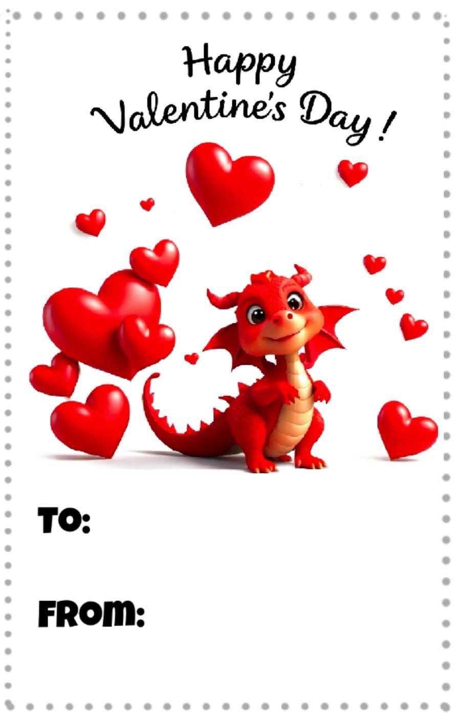 16 Cute Dragon Valentine Printable Cards | Kids Valentine Pass Along ...