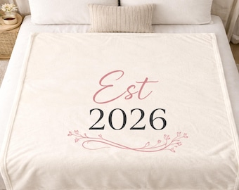 Est 2026 Blanket, Personalized Wedding Blanket, Custom Couple Gift, Engagement Gift, Newlywed Blanket, Anniversary Throw