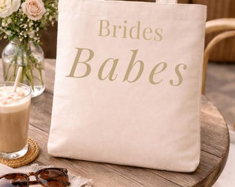 Personalized Canvas Tote Bag, Bridesmaid & Bride Gift, Custom Name Tote, Wedding Favor Bag, Bachelorette Tote, Natural Cotton Tote