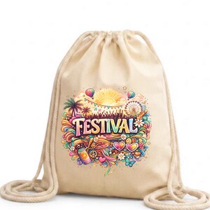 Festival Turnbeutel mit buntem Party Design – Stylischer Gym Bag für Musikfestival, Sommerparty, Rave & Fun Vibes