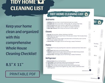 Tidy Up Task List.pdf Printable and Fillable Tidy Home Evening Tidy up Cleaning Checklist ...