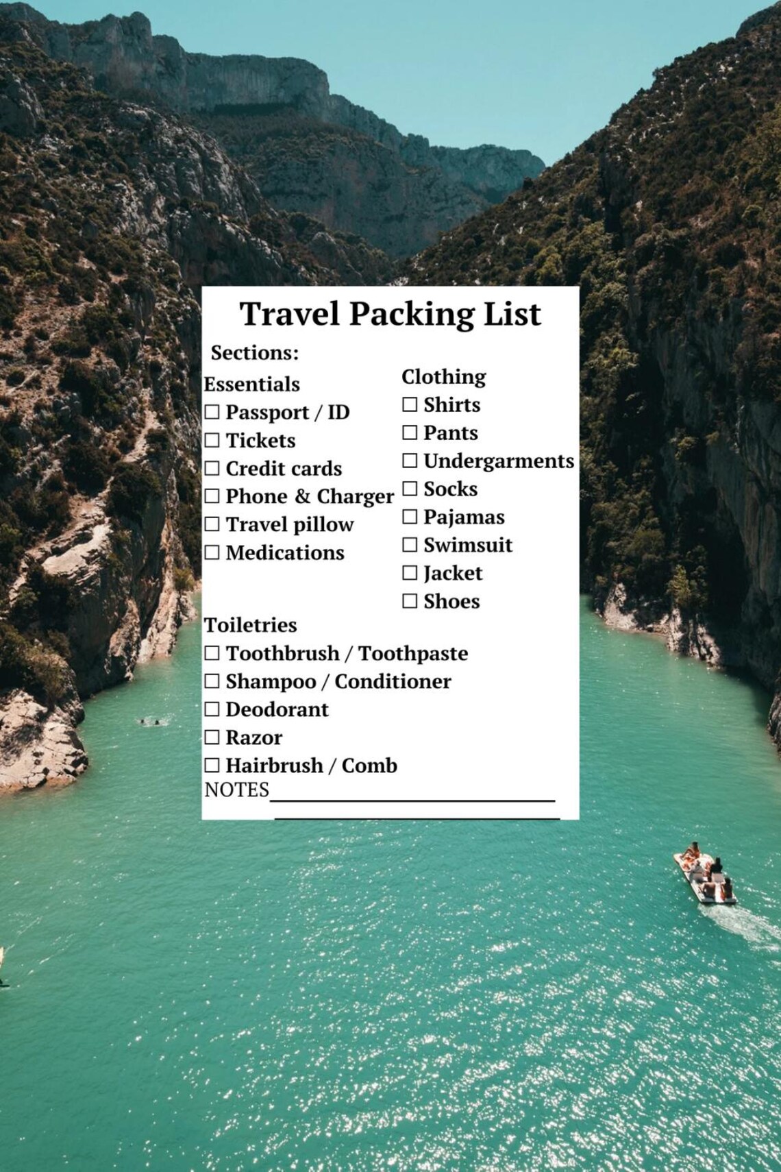 Travel Packing List Printable | One Page Vacation Packing Checklist PDF ...