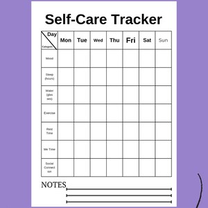 Self-care Tracker | Printable A4 Daily Wellness Planner | Mood, Sleep ...