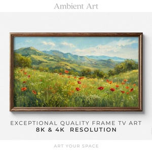 TV Art | Idyllic Mountain Range Landscape Vintage Oil Painting | Artwork for Samsung The Frame, HISENSE Canvas, TCL NXTFrame, 4K, 8K | T156