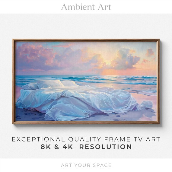 Pastel Beach Sunrise TV Art | 4K 8K Digital Download - Etsy