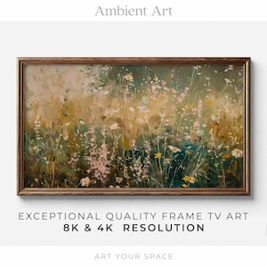 TV Art | Warm Colors Wildflower Field Vintage Oil Painting | Artwork for Samsung The Frame, HISENSE Canvas, TCL NXTFrame, 4K, 8K |T057