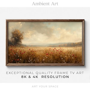 TV Art | Countryside Oil Painting Warm Tone Field Landscape | Artwork for Samsung The Frame, HISENSE Canvas, TCL NXTFrame, 4K, 8K |T195