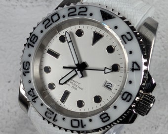 Reloj Custom MOD full blanco Diver 40 mm Automático Cristal zafiro - Caja GRATIS!
