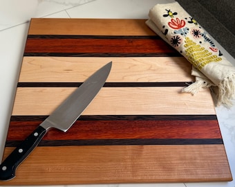 Handmade Cherry, Wedge, Padauk and Maple Cutting board, Charcuterie board