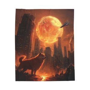 Velveteen Plush Blanket, Doge Crypto Dog Bitcoin Trader, Soft Fleece Throw Gift, Cozy Bedspread, Warm Bedding, Sofa Decor, Home Office