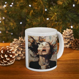 Artistic Style Ceramic Mug, Women Coffee Mug, Painting Type Design, Unique Gift for Art Lovers, Floral Pattern Cup, Kitchen Decor, Birthday