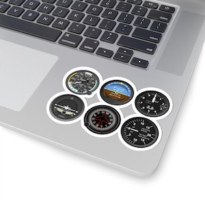 Aviation Stickers, Pilot Decals for Laptops, Plane Enthusiast Gifts, Aircraft Cockpit Instruments, Airplane Journal Stickers