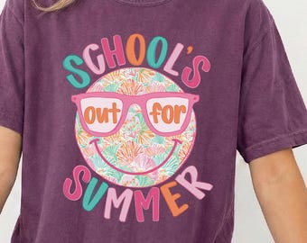 Camiseta Comfort Colors Schools Out For Summer, Camiseta Feliz último día de clases, Camiseta de vacaciones de verano, Sudadera de fin de año escolar
