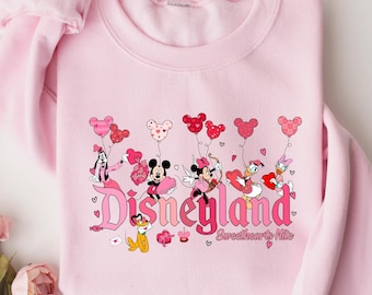 Disneyland Hearts Sweatshirt, Disneyland Valentines Sweater, Mickey And Friends Valentine Sweatshirt, Valentines Day Sweatshirt