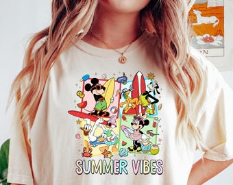 Chemise d'été Mickey Disney, chemise vacances d'été, chemise de plage Mickey, chemise Disneyland Summer Trip 2025, vacances en famille Summer Vibes