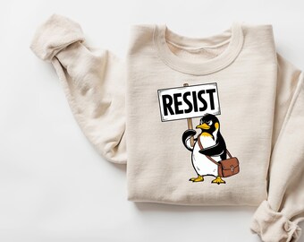 Penguins Resist Shirt, Flippers Up Shirt, Penguins Against Tariffs Tee, Subtle FDT Resistance Resist Shirt, Politicla Social Activists Shirt