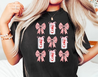 Diet Coke Pink Bow T-shirt, Coquette Diet Coke Lover Sweater, Trendy Sweatshirt For Diet Coke Fan, Gift For Diet Coke Lover, Gift for Her