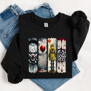 Horror Clown Sweatshirt: "We All Float Here" Halloween Sweater, Halloween Movie Sweatshirt, Halloween Gift, Halloween Crewneck image 5