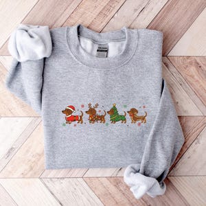 Dachshund Christmas Sweatshirt, Wiener Dog Holiday Shirt, Dog Lover Gift ,Holiday Sweater, Cute Christmas Dog Shirt, Funny Pet Lover Gift image 3