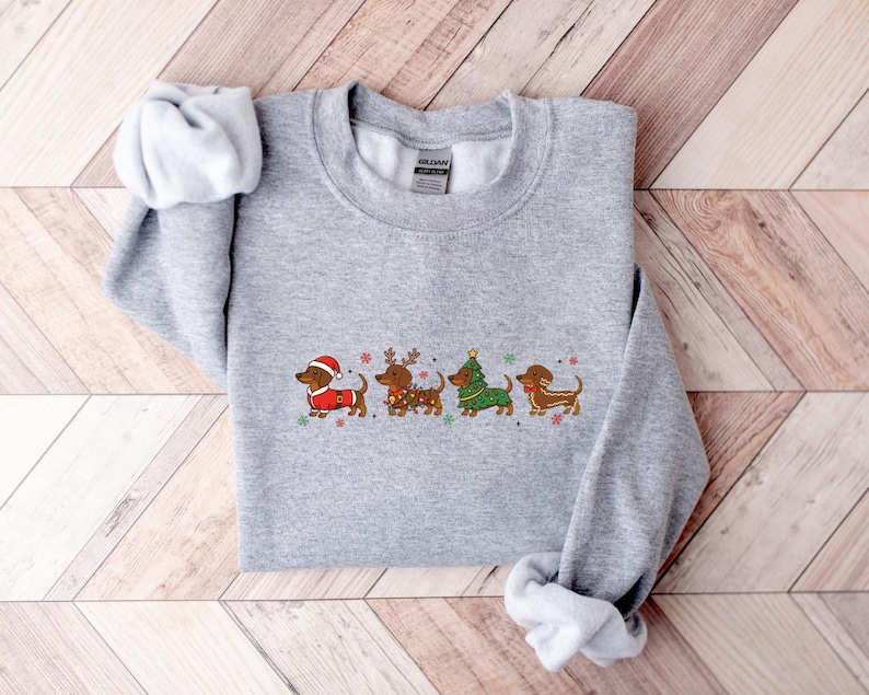 Dachshund Christmas Sweatshirt, Wiener Dog Holiday Shirt, Dog Lover Gift ,Holiday Sweater, Cute Christmas Dog Shirt, Funny Pet Lover Gift image 3