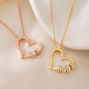 Personalized Family Name Necklace, Heart Name Necklace, Mother Necklace with Kids Name, Grandma Gift, Mom Gift, Birthday & Christmas Gift