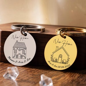 First Home Keyring, New Home Gift, New Home Keyring with Name, Personalized New Home Keychain, Housewarming Gift for Him Her