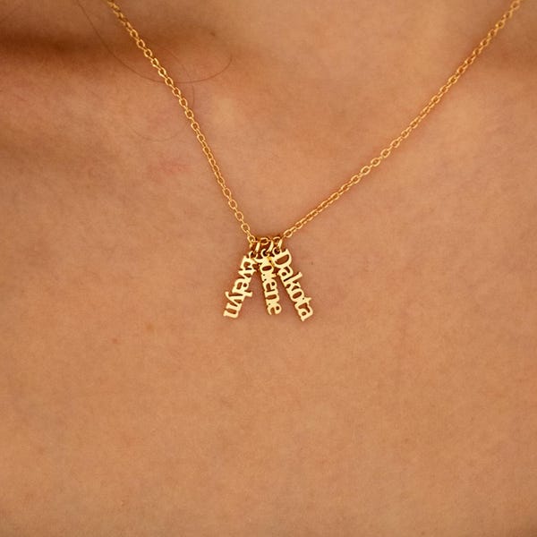 Personalized Multiple Name Necklace, Vertical Name Family Necklace, Children Names Jewelry for Mom, Mother Day Gift for Grandma, Wife