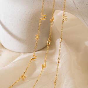 Minimalist Spaced Letter Name Necklace, Custom Initial Necklace, Gold Name Necklace, Gift for Mom, Anniversary Gift for Her, Christmas Gift