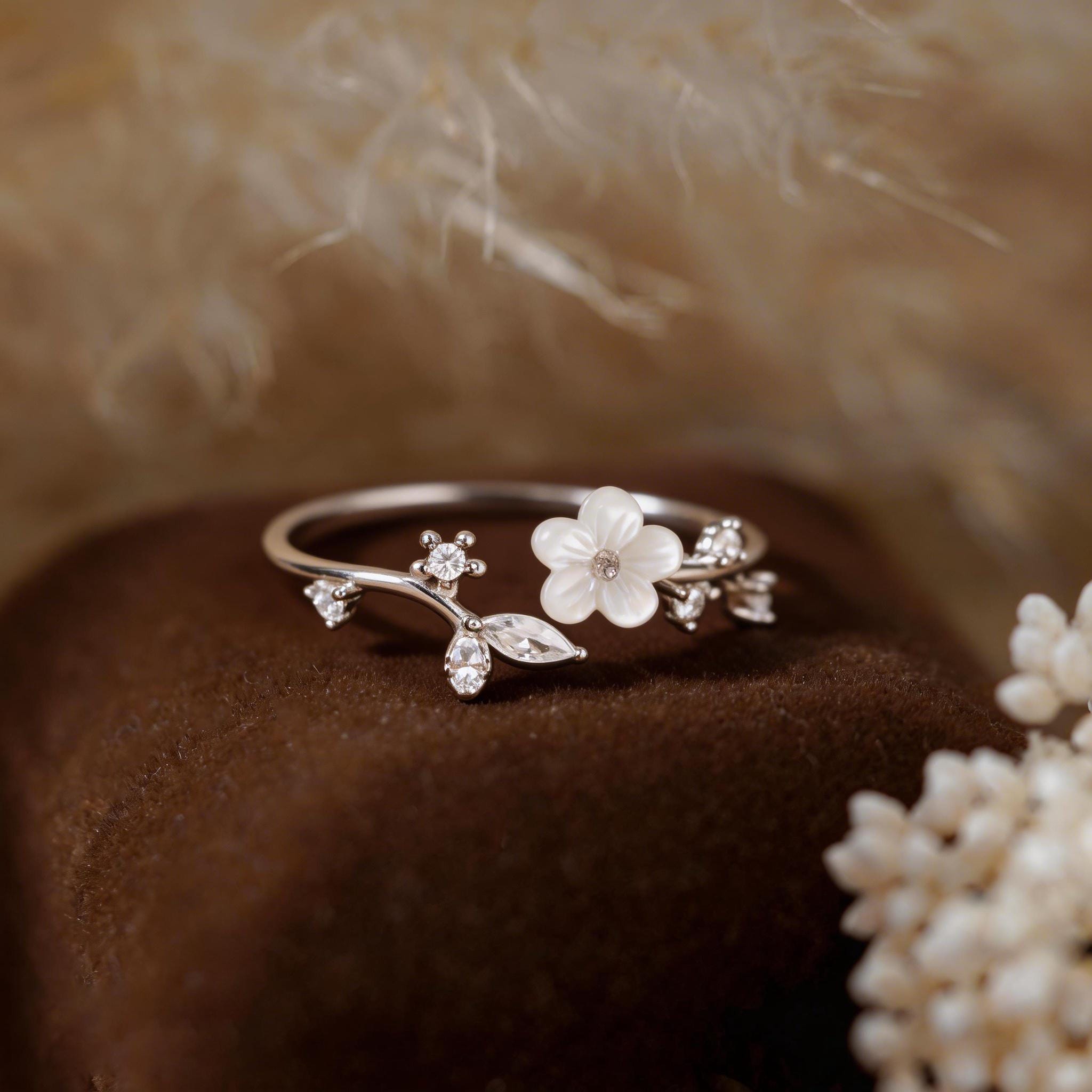 Silver flower ring - Etsy 日本