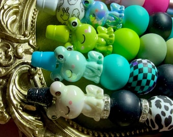 beaded pens with animal characters