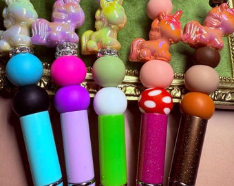 beaded pens with animal characters