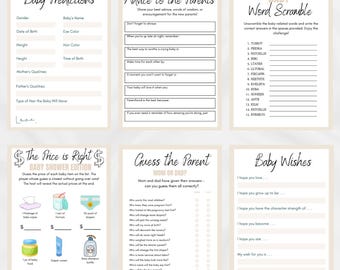 Neutral Baby Shower Game Bundle - Solid Color Printable Games!