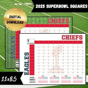 Super Bowl Squares Game - 100 Square Football Pool - Printable & Instant Download
