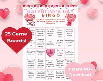 Galentine's Day Bingo Game - Party Activity (PDF Download)