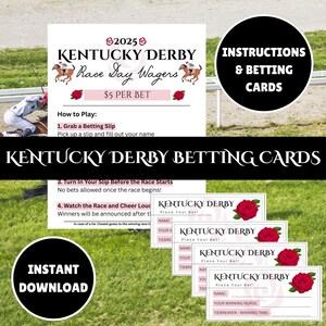 Kentucky Derby-wedkaarten: afdrukbare wedbonnen: aanpasbaar of klaar om af te drukken