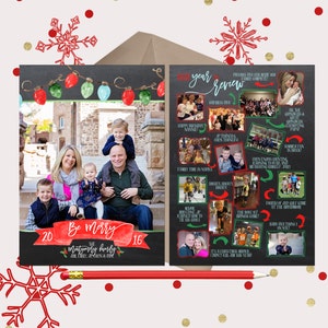 Tafel-Jahr im Überblick Weihnachtsfotokarten · 2-seitig · Weihnachtsbeleuchtung