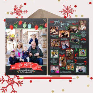 Chalkboard Year in Review Christmas Photo Cards · 2 sided · Christmas Lights