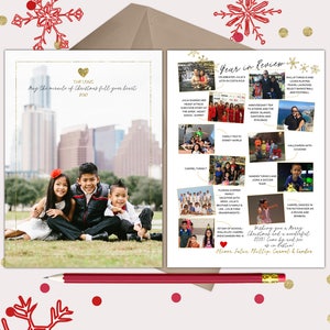 Miracle of Christmas Jahr im Rückblick Weihnachtskarte · 12 Fotos und Beschriftungen, die über Ihr Jahr erzählen · modernes weiß-goldenes Design