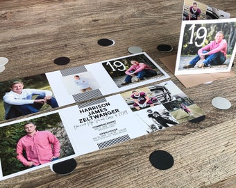 Tri-Fold Graduation Announcements Invitations · Modern Black & White Masculine Graduation Invitations · Custom Designed for you