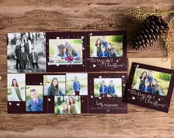 Custom Christmas Cards · Tri Fold Burgundy Holiday Photo Cards · Wishing you a Merry Little Christmas Cards · Folded and custom design