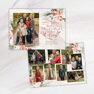 Cartões de fotos de Natal com folhagens de poinsétia · inclui 9 fotos · Cartões de fotos de Natal personalizados