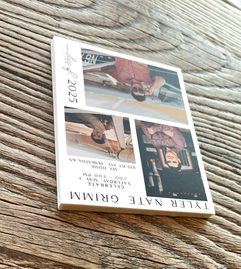 Modern Graduation Tear off Notepad Invitations · 3 Photo Graduation ...