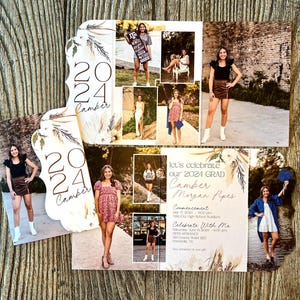 Graduation Invitations Luxury Custom Folded Graduation Announcements · Boho Flowers  · Customize ALL · Include 9+ photos
