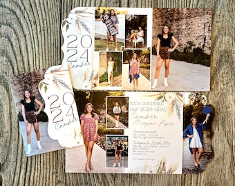 Graduation Invitations Luxury Custom Folded Graduation Announcements · Boho Flowers  · Customize ALL · Include 9+ photos